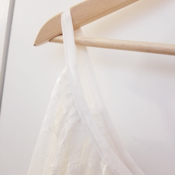 Forever 21 White Lace Swim Beach Cover up Shirt Blouse Off the Shoulder - Picture 4 of 6